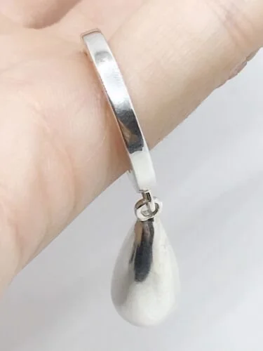 アクセサリー GUCCI Teardrop Designed Silver Ring Gucci Sterling Silver Teardrop Charm Ring Size 5.5